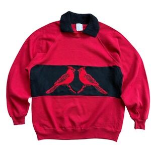 Vintage Jerzees Cardinals Sweatshirt 2X Red Black Knit Collar Made in USA 90s